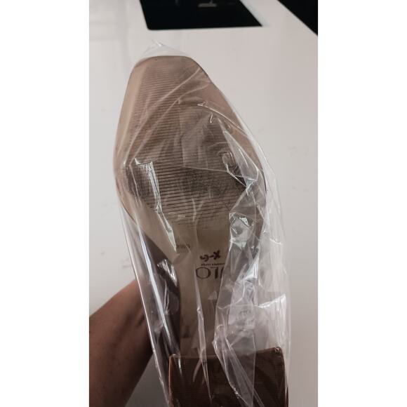 Cognac chunky block heel boots  size 10 square toe zip closure J Lo glam regency - Picture 10 of 10